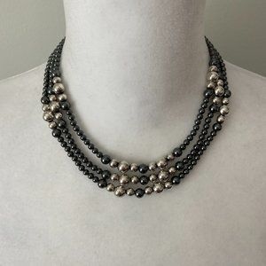 Vintage Silver & Hematite Multistrand Necklace